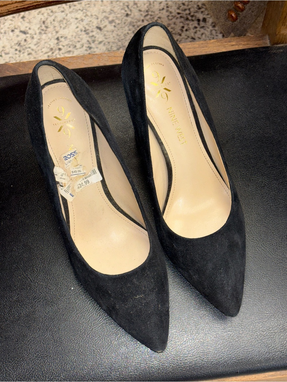 Nine West Black Suede Pointed Toe Pumps